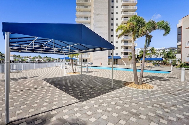 community pool with fence