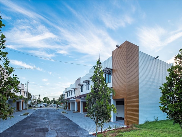 view of building exterior with a garage