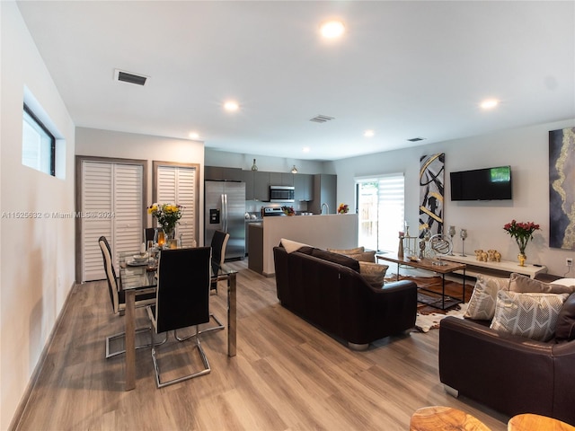 living room featuring light hardwood / wood-style flooring