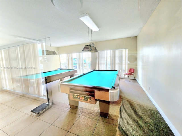 game room with light tile flooring and billiards