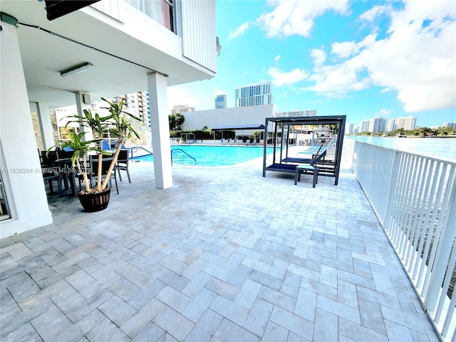 view of pool featuring a patio area