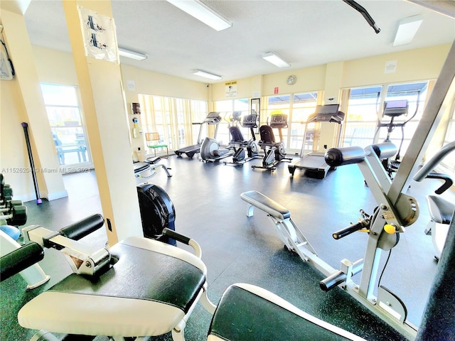 gym with plenty of natural light