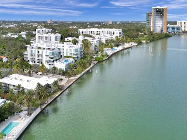 bird's eye view featuring a water view