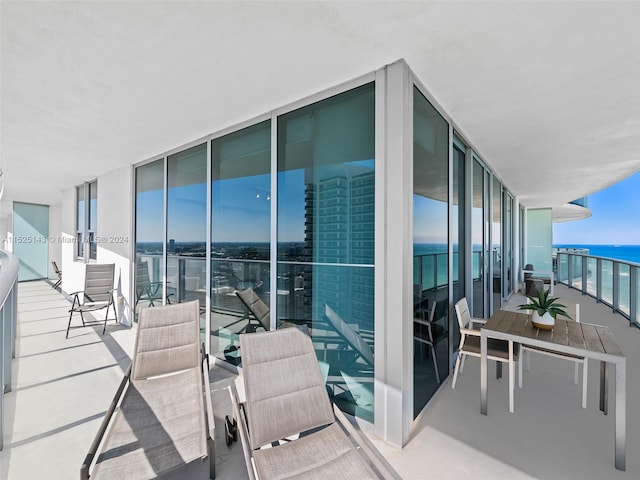 balcony with a water view