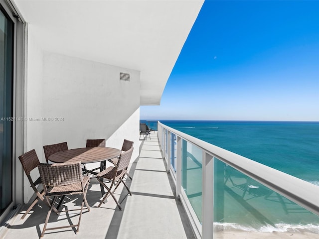 balcony with a water view