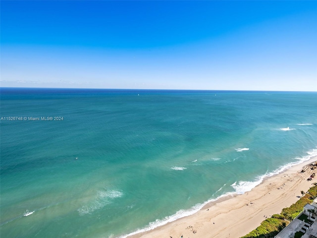 property view of water featuring a beach view