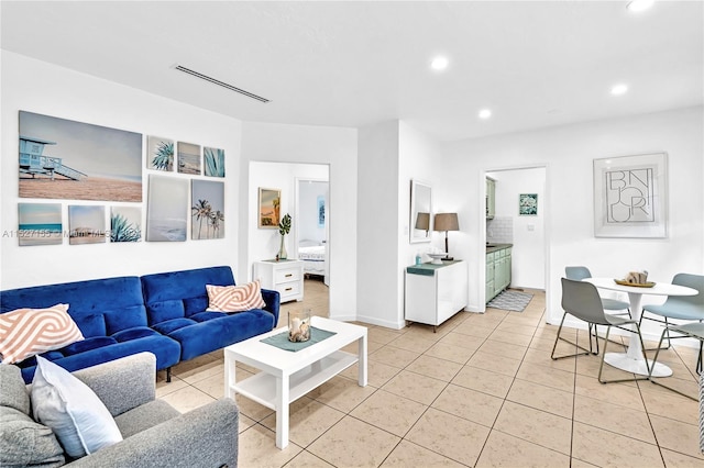 view of tiled living room