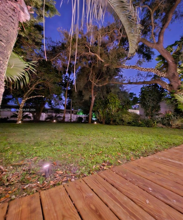 view of yard at twilight