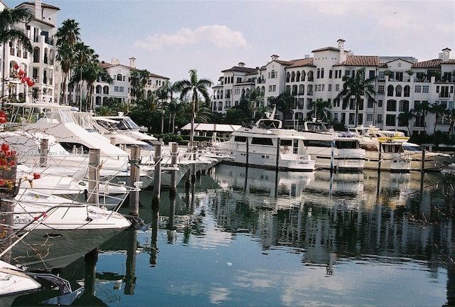 dock area featuring a water view