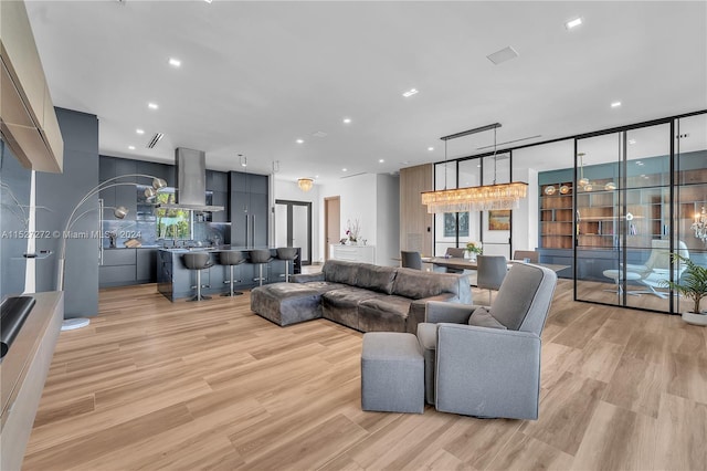 living room featuring light hardwood / wood-style floors