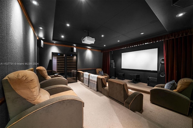 home theater with carpet