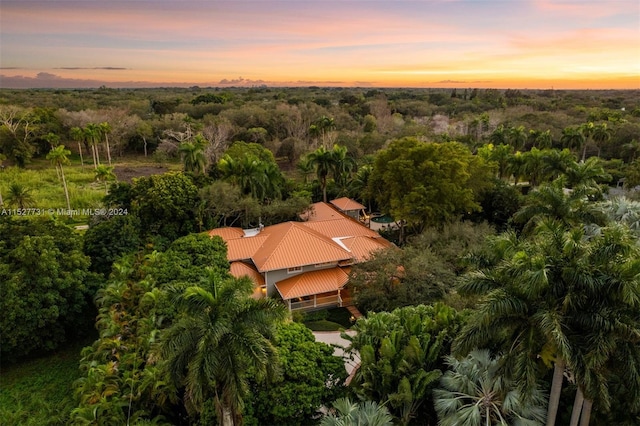 view of aerial view at dusk