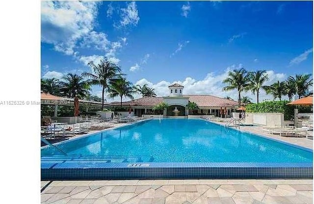 view of swimming pool with a patio area