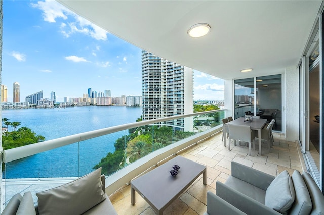 balcony with a water view