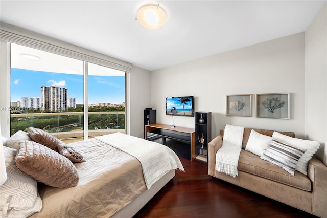 bedroom featuring dark hardwood / wood-style flooring