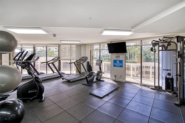 workout area with expansive windows and plenty of natural light