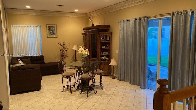 sitting room with light tile flooring