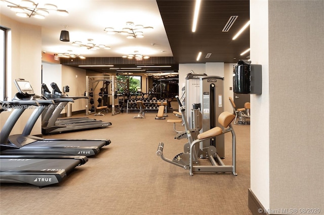 gym featuring carpet floors