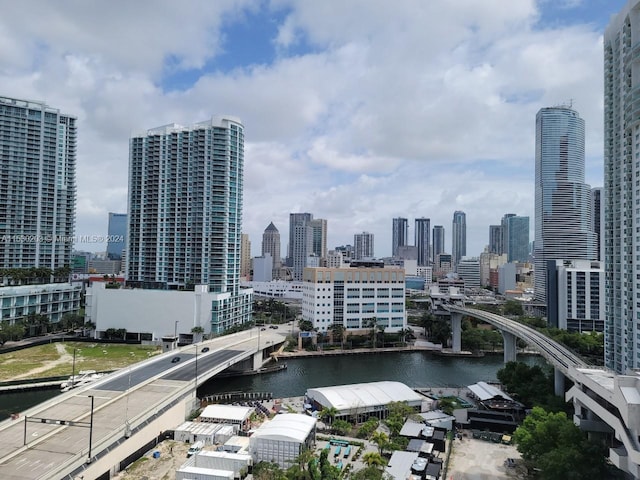 property's view of city with a water view