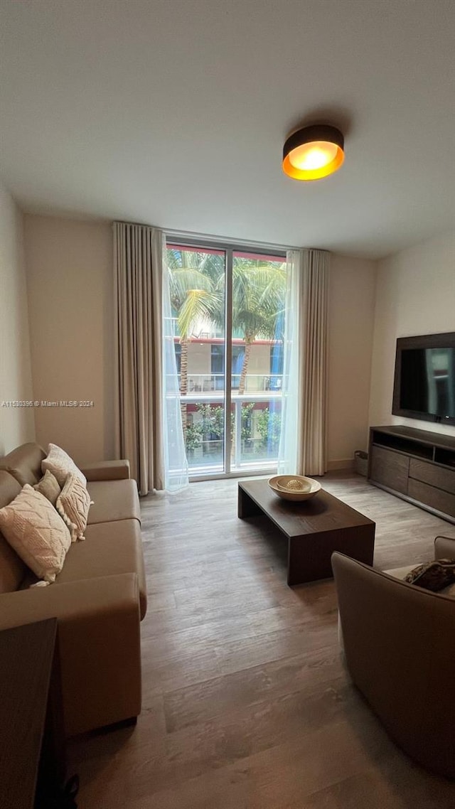 living room with hardwood / wood-style floors