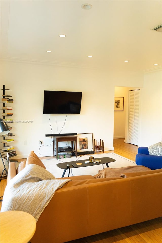 living room with hardwood / wood-style flooring