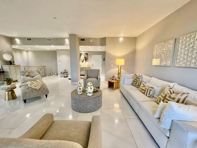 view of tiled living room