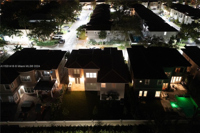 view of aerial view at night