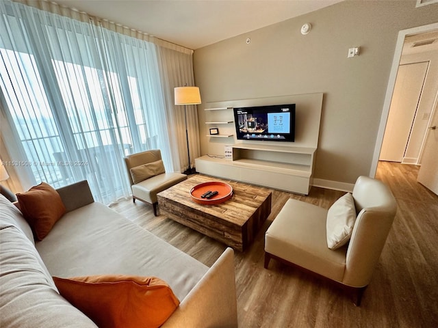 living room featuring light hardwood / wood-style flooring