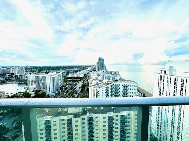 exterior space with a water view