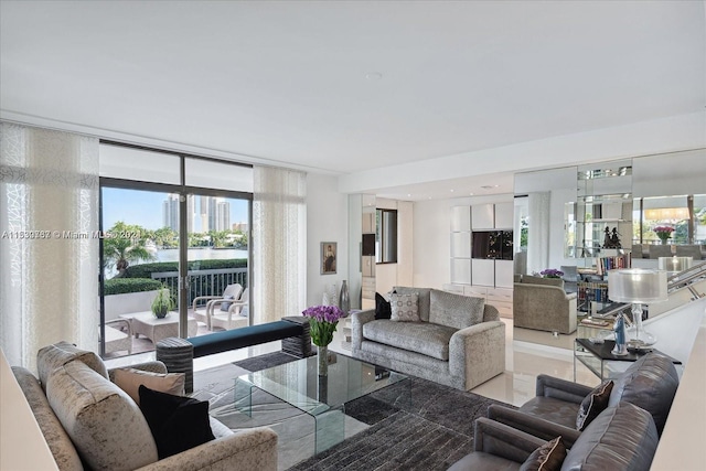 view of tiled living room