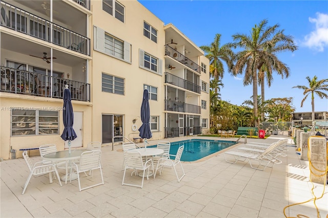 view of pool featuring a patio