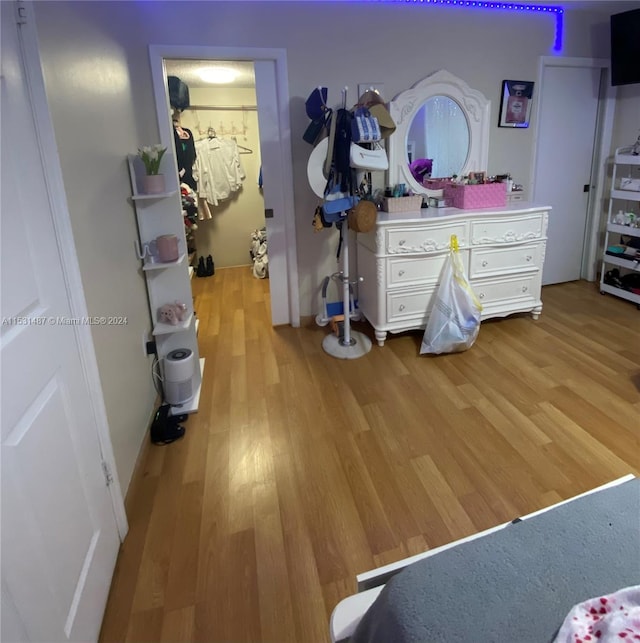 bedroom with light hardwood / wood-style flooring