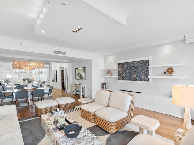 living room featuring dark hardwood / wood-style flooring