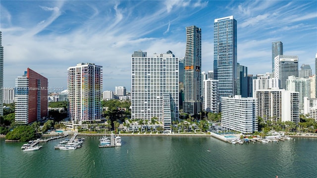 property's view of city with a water view