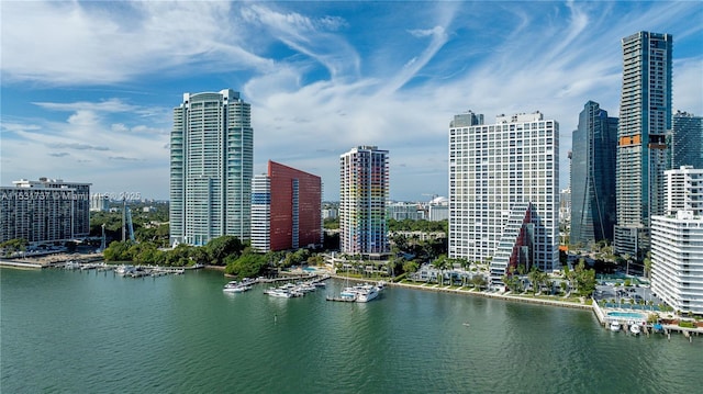 view of city featuring a water view