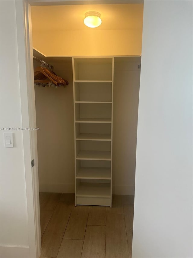 walk in closet with light wood-type flooring