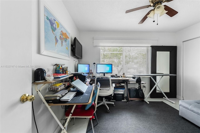 office area featuring ceiling fan