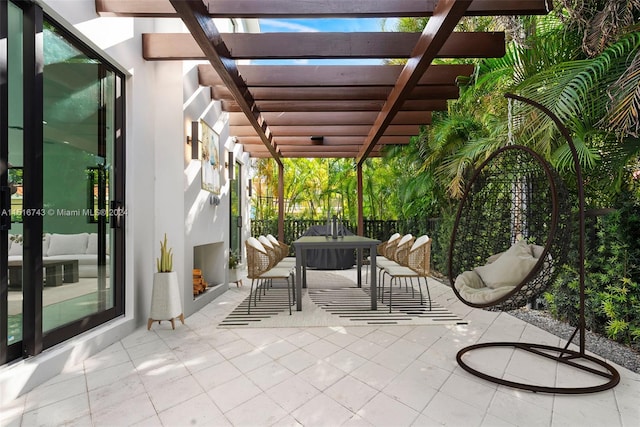 view of patio / terrace featuring a pergola