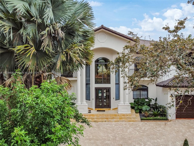 property entrance with french doors