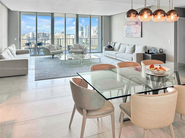 dining room featuring expansive windows