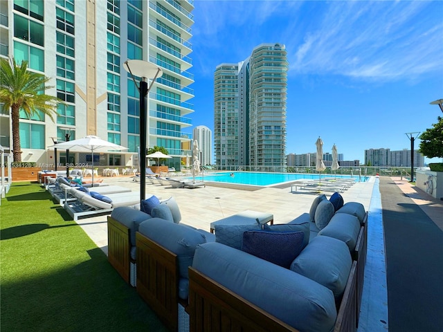 view of pool with a patio