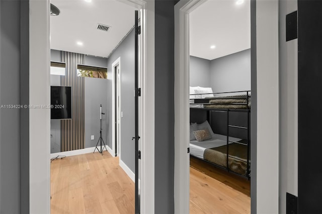 hall featuring light hardwood / wood-style floors