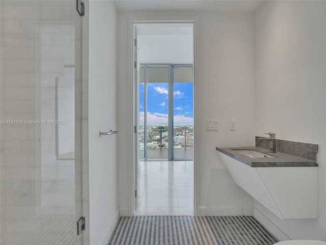 bathroom featuring tile flooring