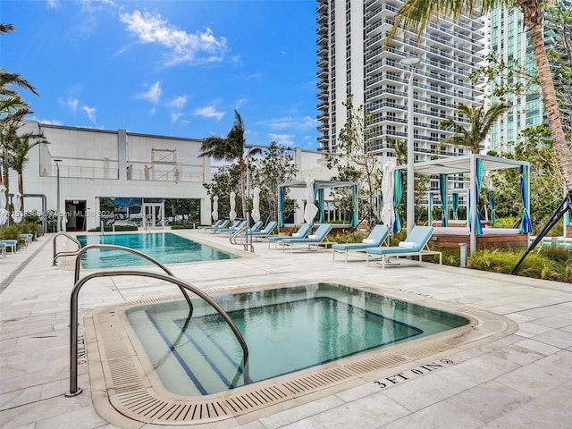 view of pool featuring a patio