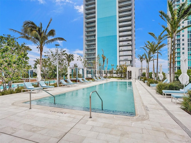 view of pool with a patio area