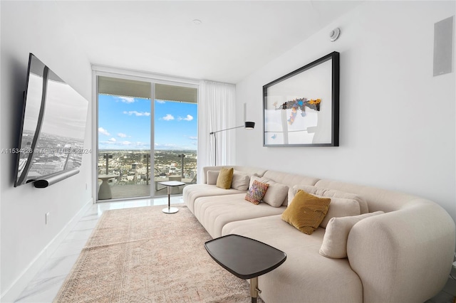 living room featuring expansive windows