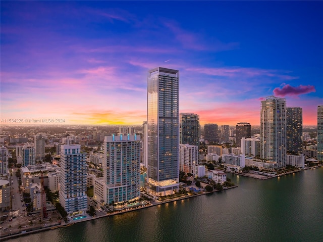 view of city with a water view