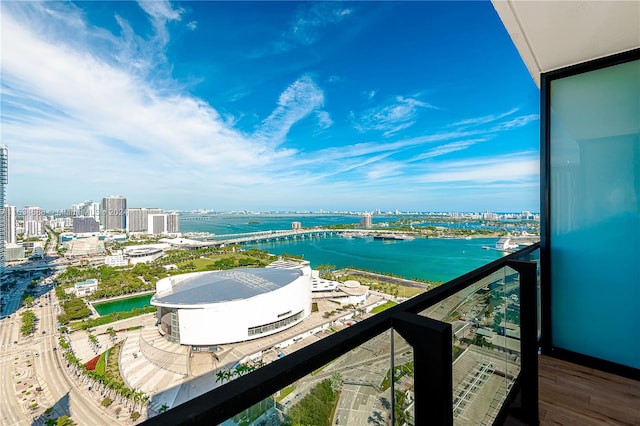 balcony with a water view