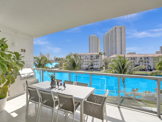 view of pool with grilling area