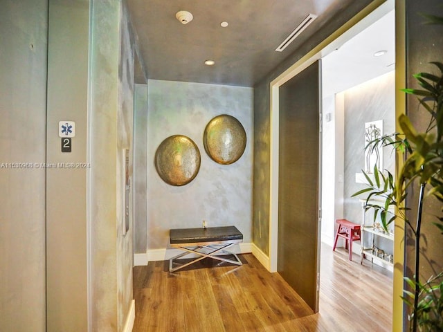 hallway featuring wood-type flooring